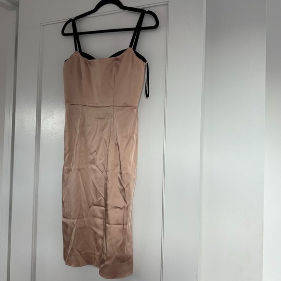 NWT Milly Tara Sheath Mini Cocktail Dress Bodycon Black Strap Sz 2 Blush - Picture 1 of 8